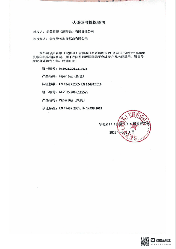 CE Authorization — Notified body letter